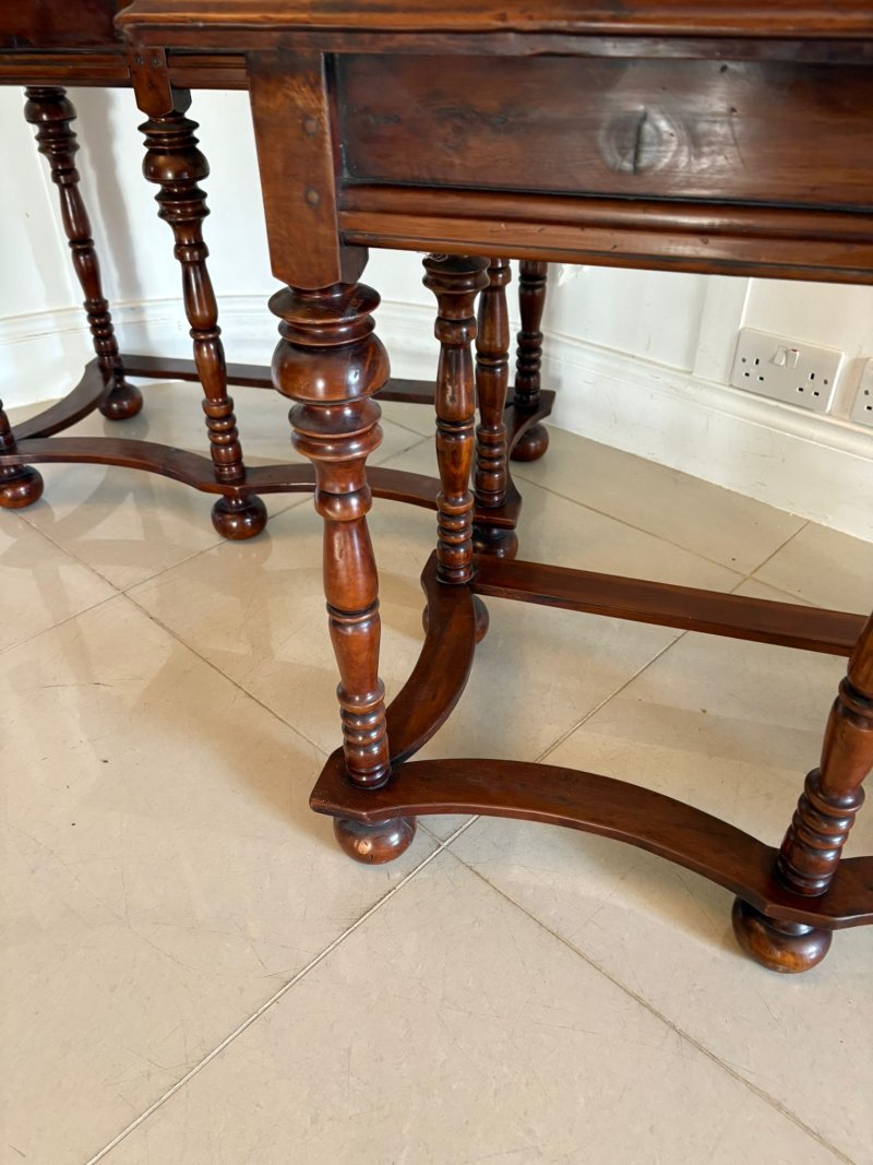 Outstanding Quality Pair of Antique Victorian Burr Walnut Marquetry Inlaid Console Tables - Image 9